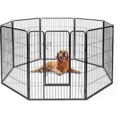 Goplus – Parc pliable pour animaux 100 cm – Enclos en métal à 8 panneaux – Sécurisé avec porte à double verrou – Idéal pour chiens, chats, lapins