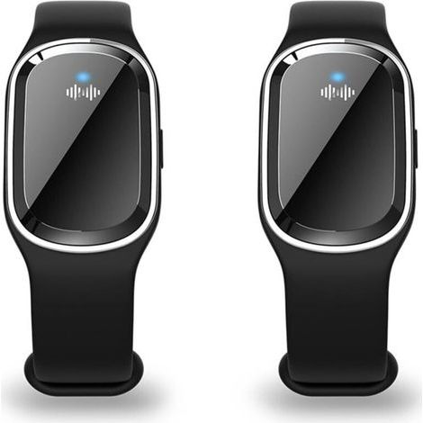 Pack of 2 Ultrasonic Mosquito Repellent Bracelets, Electronic Mosquito Repellent Bracelet with USB Charging Cable (Black) (1/4)