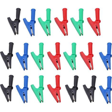 Packung mit 20 Stromprüfklemmen, 10 mm Öffnung, hohe Leitfähigkeit, Sicherheitsausführung, mit 4-mm-Klinkenstecker für elektrische Prüfungen (1/5)