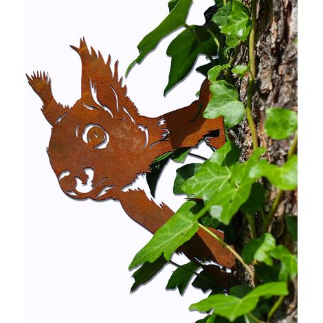 CCYKXA  Stainless steel tree branch - outdoor garden decoration made of genuine Corten steel. Beautiful garden decoration, unique and durable squirrel design. (1/5)