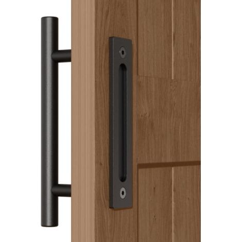 QORVA-Poignée de porte coulissante noire de 10 po pour porte de grange coulissante