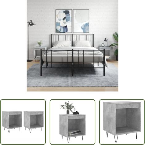 Bois d'ingénierie -  Tables de chevet 2 pcs gris béton 40x35x50 cm bois d’ingénierie (1/5)