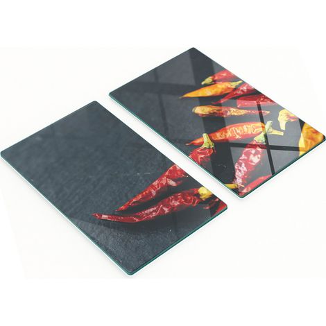 Tablas decorativas de cristal para cortar y servir, color piedra negra, 2x30x52 cm.