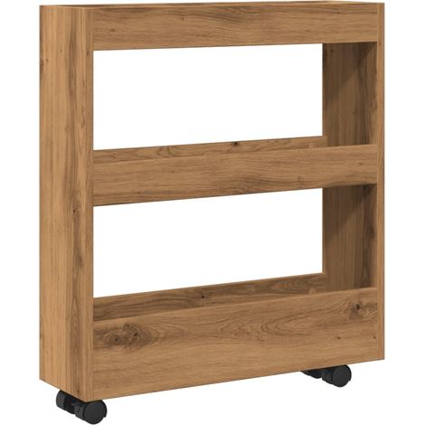 Chariot de rangement étroit 3 niveaux chêne artisanal CFW742866 (1/5)
