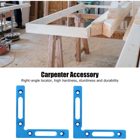 Lot de 2 serre-joints d'angle à 90° en alliage d'aluminium pour menuisier, outil de travail du bois, bleu (1/5)