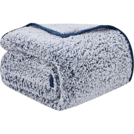 Kuscheldecke Sherpa Wendbar Sofadecke Couch 230 x 270cm 06-navy Blau (1/5)
