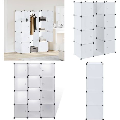 Armoire modulaire 9 compartiments 109x36,5x143 cm blanc - Armoire Blanche - Meuble Rangement - Dressing Modulable - Armoire Modulaire - Rangement Intérieur - Home & Living (1/5)