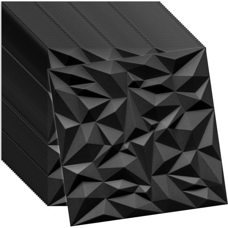 Panneaux muraux et plafond 3D noir VERDICO 50x50 cm – polystyrène décoratif, lot 32 pièces (8 m²)