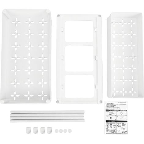 Étagère de rangement coulissante à 2 niveaux sous évier, pour cuisine et salle de bain, idéale pour ranger produits d'entretien, éponges et en-cas (blanc). (1/5)