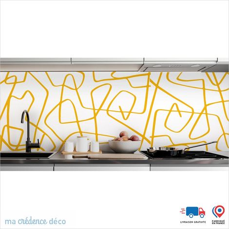 Crédence : Lignes fluides - Couleur Jaune Colza - Alu composite - 120 - 60 (1/3)