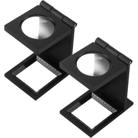 Set of 2 table magnifying glasses with thread counter, mini folding magnifying glass, 10x pocket magnifying glass with built-in thread counter - Ideal for precision work, DIY, crafts and repairs