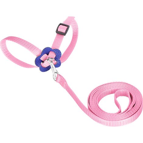 Harnais pour oiseaux, laisse pour perroquet, corde anti-morsure en Nylon réglable pour oiseaux pour l'entraînement en plein air (Rose) (1/5)