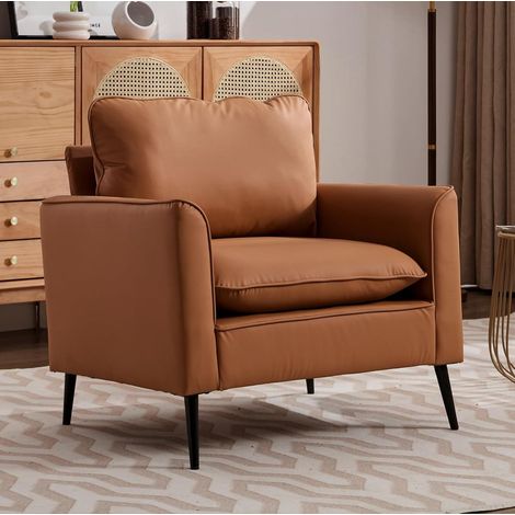 Fauteuil de relaxation 1 place simili cuir marron OKMYHOME (1/5)