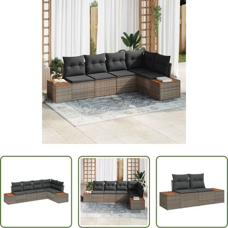 Terrassensofa - Garten-Sofa-Set mit Kissen mit Speicher 5 pcs Grau Poly Rattan (1/5)