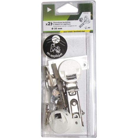 Vynex – Charnière invisible d35 en applique – Charnière pour meuble – Charge maximale 50kg – Pour bois dur et teck – Lot de 2