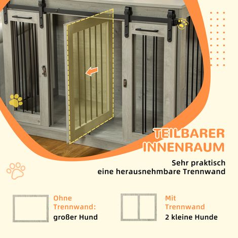 Cage pour chien 2 portes, boîte de transport pour chien, design rustique, verrouillable, gris (1/4)