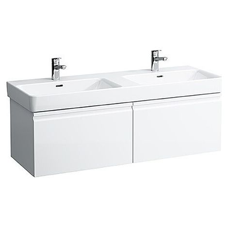 Meuble sous-vasque LAUFEN PRO S 1260 x 450 x 390 mm 2 tiroirs et 2 tiroirs intérieurs LAUFEN blanc brillant