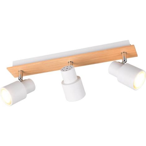 Plafonnier 3 lumières Pierre blanc avec du bois - R81983031 (1/3)