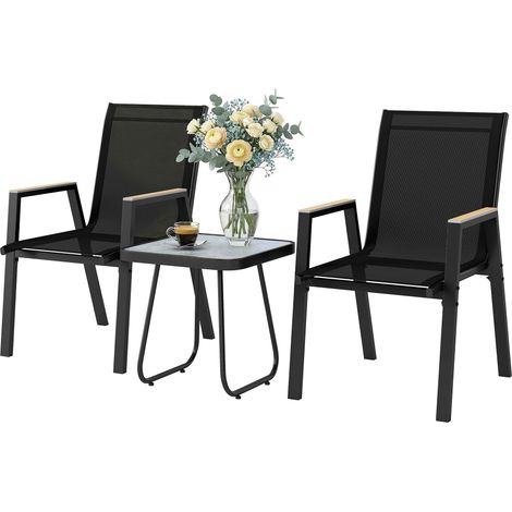 3-teiliger Bistrotisch für den Außenbereich, Couchtisch mit verstellbaren Beinen