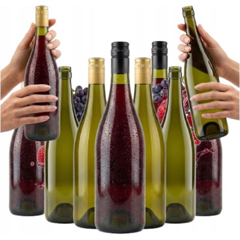 10 bottiglie di vetro da 1 litro, colore oliva, per liquori, vino e alcolici (1000 ml). (1/5)