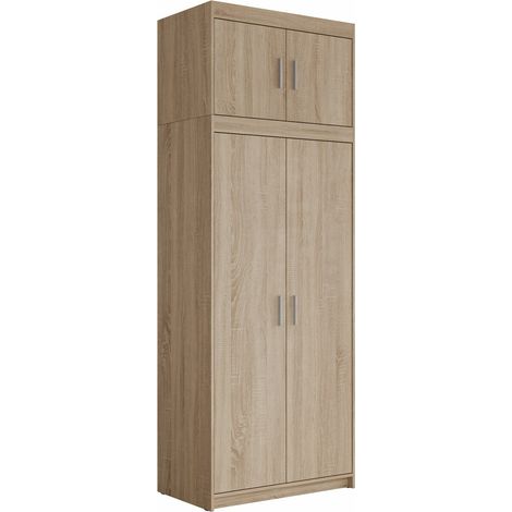 Armoire Novduni 103, Sonoma chêne, 246x90x53cm, Portes d'armoire: Avec des charnières, Nombre d'étagères: 6