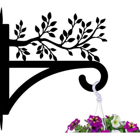 Soporte para plantas con forma de hojas y ramas, ganchos para exteriores, soportes metálicos, aptos para colgar plantas. (1/5)