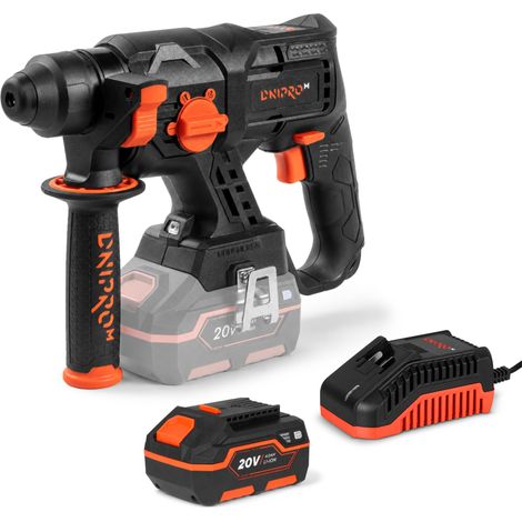 DNIPRO-M Martillo Perforador SDS Plus 20V Brushless 1,7J, 4 Modos, 4500 IPM, Ø22mm Hormigón, Batería 4Ah + Cargador. DHR-201BC Compact (1/5)