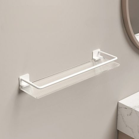 Étagère de salle de bain en acrylique, étagère de rangement sans perçage, pour cosmétiques et serviettes, plateau pour lavabo, blanche, 40104 cm (1/5)