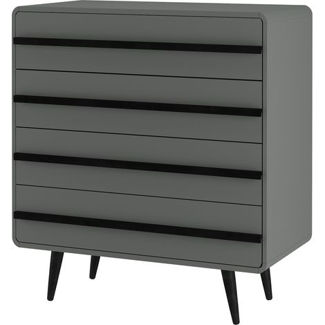 Chantal Commode avec 4 tiroirs en gris/noir (1/5)