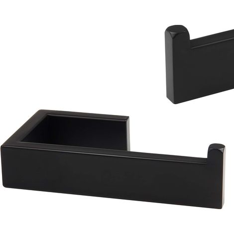 Porte-papier toilette mural noir de 14,5 cm, en acier inoxydable 304, finition brossée, pour salle de bain et cuisine. (1/5)