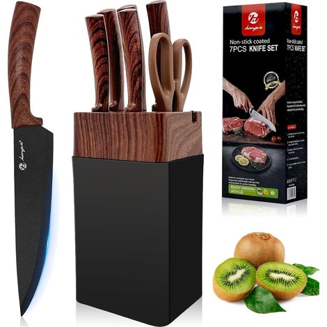 Set Couteaux de Cuisine 7 Pièces avec Porte Couteau Professionnel