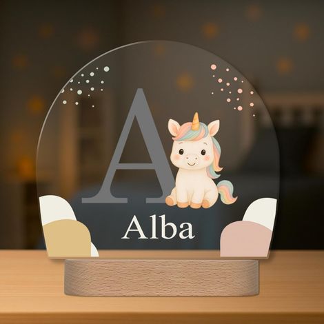 Lampe Enfant Personnalisée avec Prénom et Initiale – Veilleuse LED – Cadeau Original pour Bébé, Baptême ou Anniversaire (Licorne) (1/5)