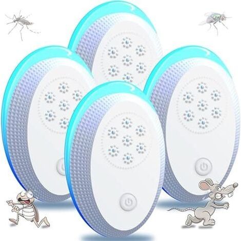Anti Moustique Ultrason Prise, Ultrason Souris Mouche 4 Paquets, Appareil Repulsif Souris Efficace pour Repousser Les Rats, Les araignées, Les moustiques, Les Souris, Les cafards (1/5)