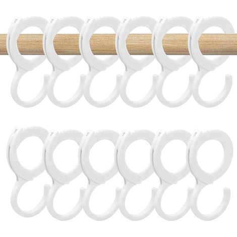 12 ganci a S in plastica, ganci a forma di S, ganci bianchi per appendere, ganci con anello per cucina, bagno, appendiabiti, camera da letto, ufficio (1/5)