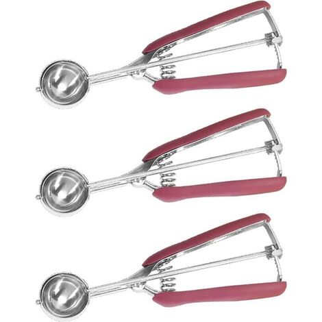 Cuillère à dessert Cuillère en acier inoxydable Cuillère Cuillère à glace Cuillère à glace Cuillère Cuillère 3 pièces Couverts de cuisine (Rouge) (1/5)