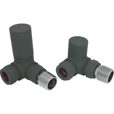 Round Head Manual Corner Radiator Rad Valves 1/2"x15mm Brass Anthracite (1/4)