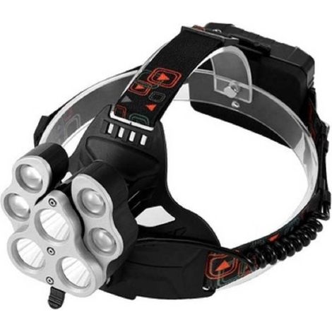 TRADE SHOP - Torcia Lampada Frontale 7 Led Ricaricabile Pesca Grotte Fascio Luce Bianca - (1/2)