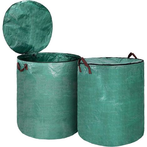 300L Lot de 2-Sac Dechets Verts avec Couvercle- 4 Poignées Indéchirables, Sac de Jardin Dechet Reutisable et Pliable - Sac Jardin Polypropylène Robuste (1/5)