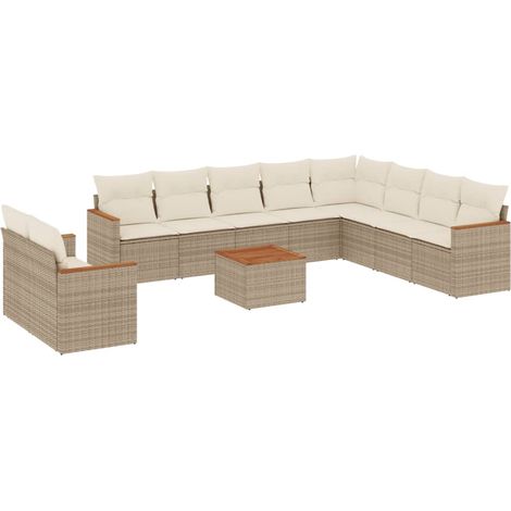 Maison Exclusive - 11-tlg. Garten-Sofagarnitur mit Kissen Beige P
