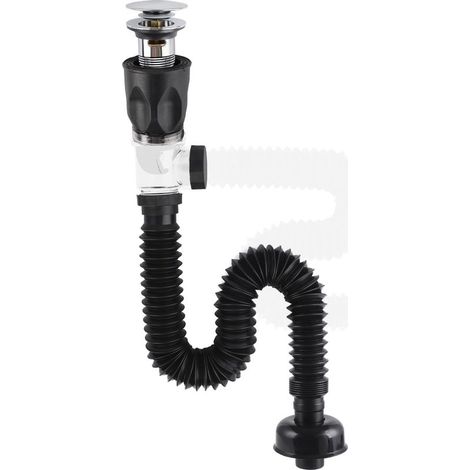 Kit de Vidange pour Lavabo, Ensemble de Drain pour Lavabo de Salle de Bain, Bouchon Pop Up Universel Click Clack avec Tuyau de Vidange Flexible, Étanche aux Odeurs et Anti-Fuite - Chrome (1/5)