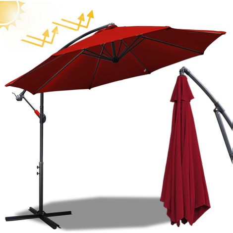 SWANEW Ombrellone Deporte Protezione UV e resistente agli agenti atmosferici Ø350cm Rosso (1/5)