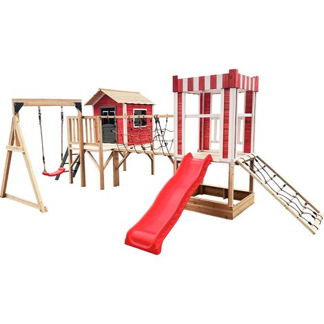 HOME DELUXE - Spielpark inkl. Schaukel und Rutsche WUNDERLAND - 555 x 340 cm Ausstattung inkl. Schaukel Spielpark Klettergerüst Kletterwand Sandkasten (1/2)