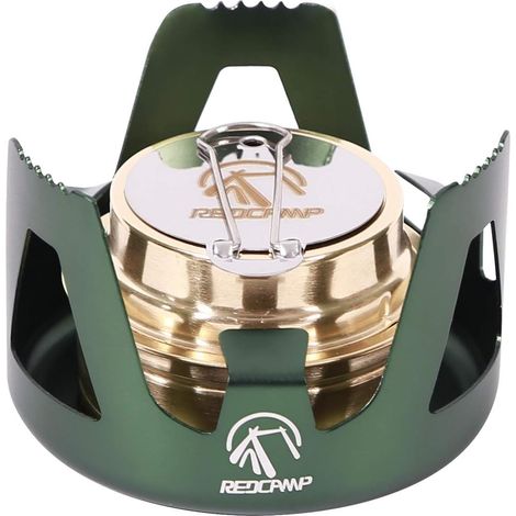 Mini Réchaud à alcool cuisinière à alcool pour sac à dos, Mini brûleur Spirit cuisinière de camping légère avec support en aluminium pour camping et randonnée, Vert (1/5)