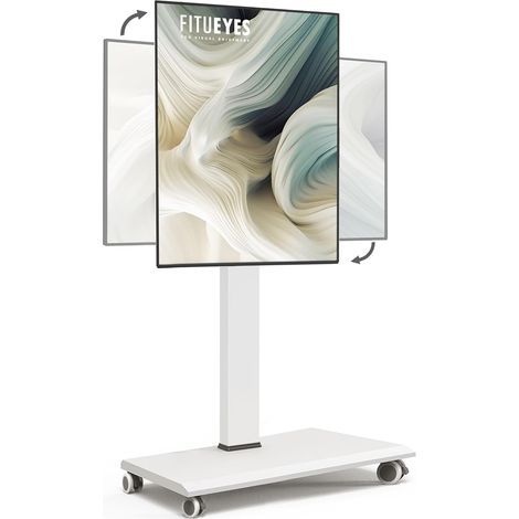 Support TV roulettes en Fer 32-75 Pouces Rotation 90°-Support TV sur Pied Pivotant 40° et 7 Réglages en Hauteur jusqu'à 40 kg-Max VESA 600x400 mm (1/5)