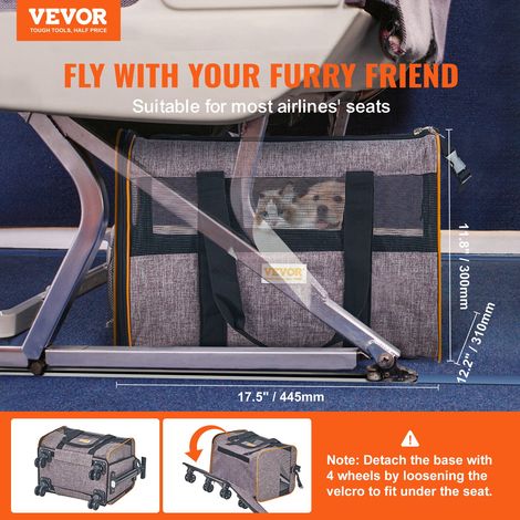 Sac à Roulettes pour Chat Chien 9,9 kg Sac de Transport Chats Poignée Télescopique Bandoulière Gamelle Pliable Transporteur Roulant Fermeture Éclair Autobloquante pour Animaux de Compagnie Gris (1/5)