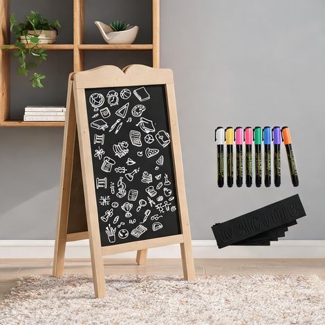 Chevalet de tableau noir pliable en bois naturel 51 x 42 x 101 cm (1/5)