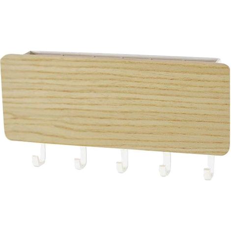 Porte-clés/rangement de lettres, organisateur de porte, crochets muraux, bois foncé-Natural Wood