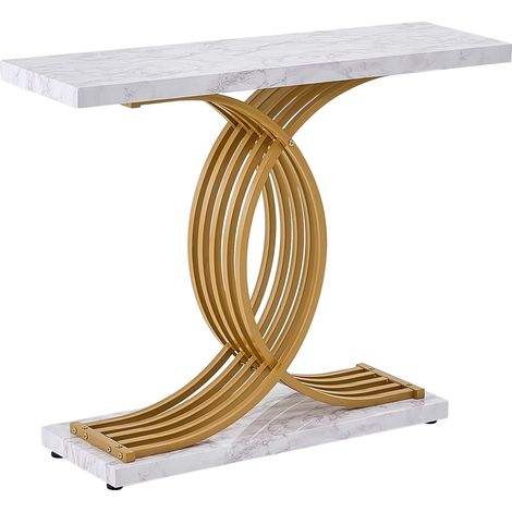 Schmaler Konsolentisch 100 cm, langer Beistelltisch hinter dem Sofa, Metallgestell, für Eingangsbereich, Flur, Wohnzimmer und Schlafzimmer (1/5)