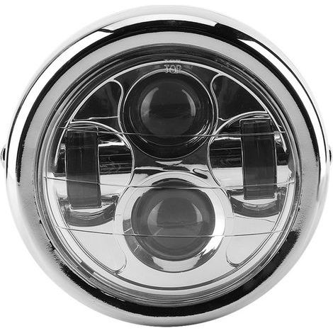 Phare de moto universel Vintage aluminium rétro LED phares ronds phare (1/5)