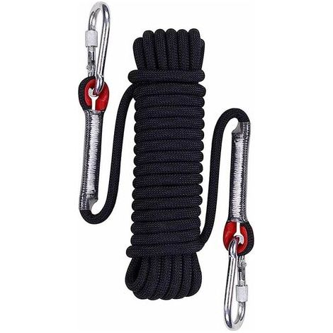 Pair - Corde d'escalade nylon tressé 15 m – Résistance 1000 kg – Pour pêche magnétique, camping et randonnée – Mousquetons inclus (1/5)